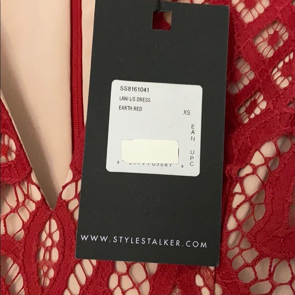 STYLESTALKER XS Red Lace Long Sleeve Dress NWT - Picture 4 of 4